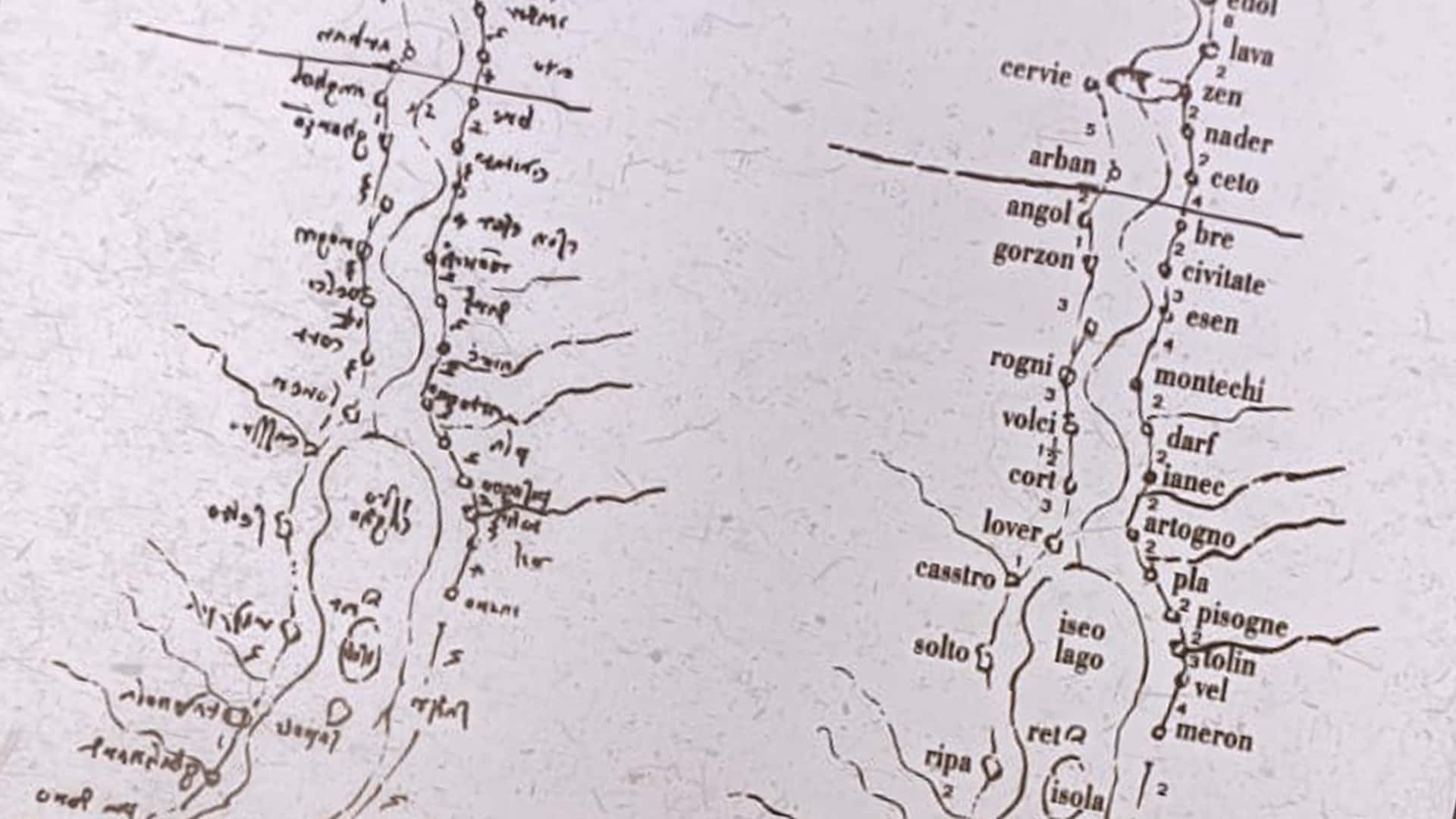 L’Oglio e il lago d’Iseo disegnati da Leonardo