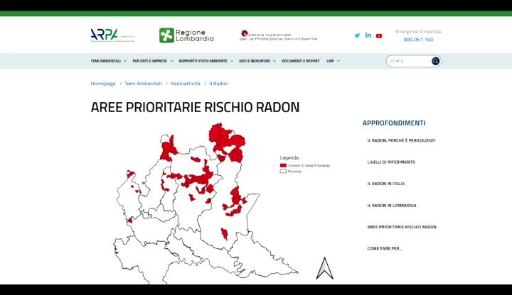 Radon, 7 comuni sotto la lente dall'Arpa