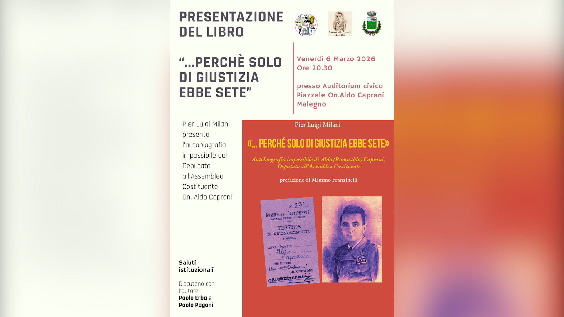 Aldo Caprani, un libro che onora le sue gesta storiche