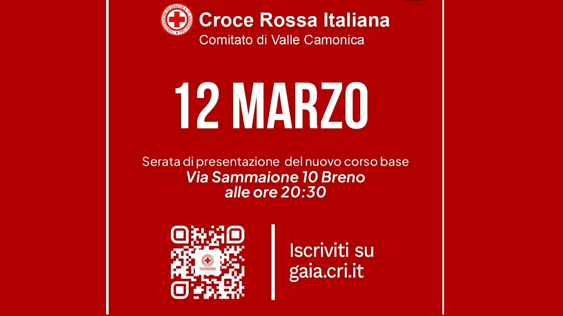 Cri Vallecamonica, corso base per nuovi volontari. Giovedì sera la presentazione