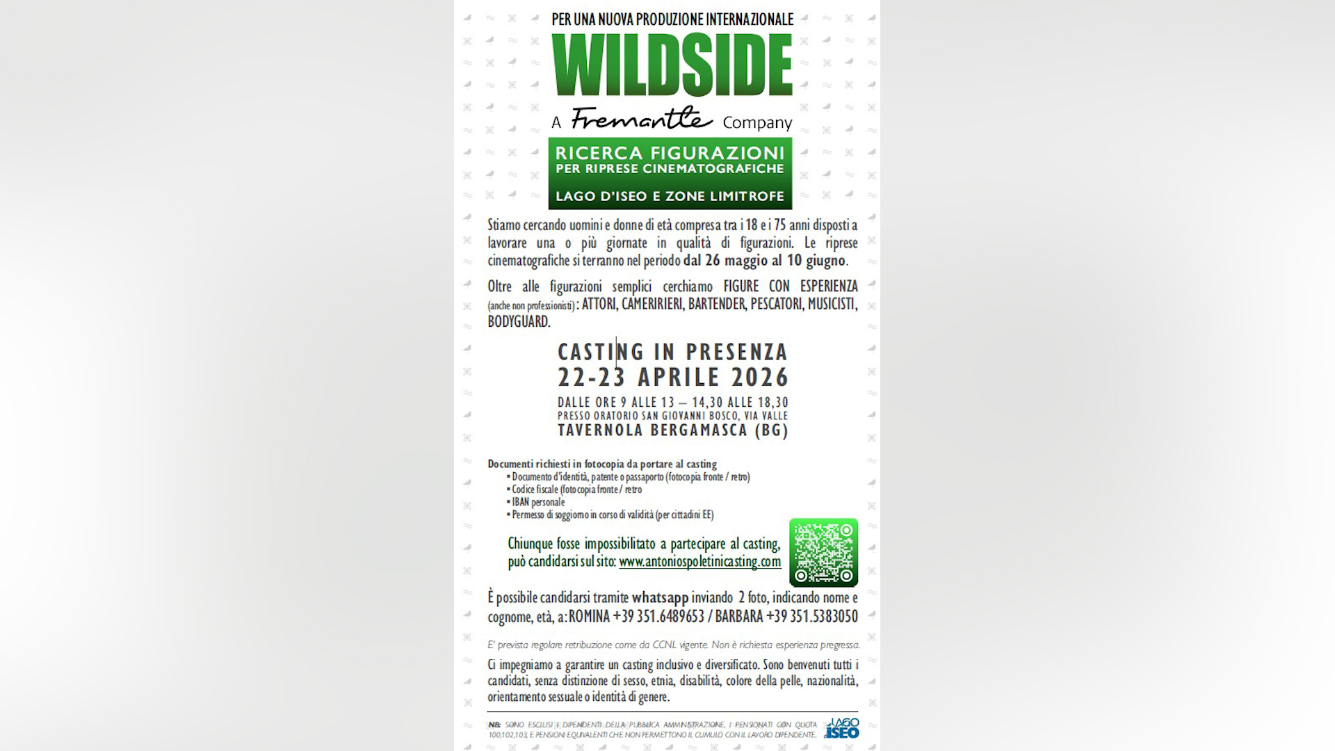 Film hollywoodiano sul Sebino, si cercano 400 comparse