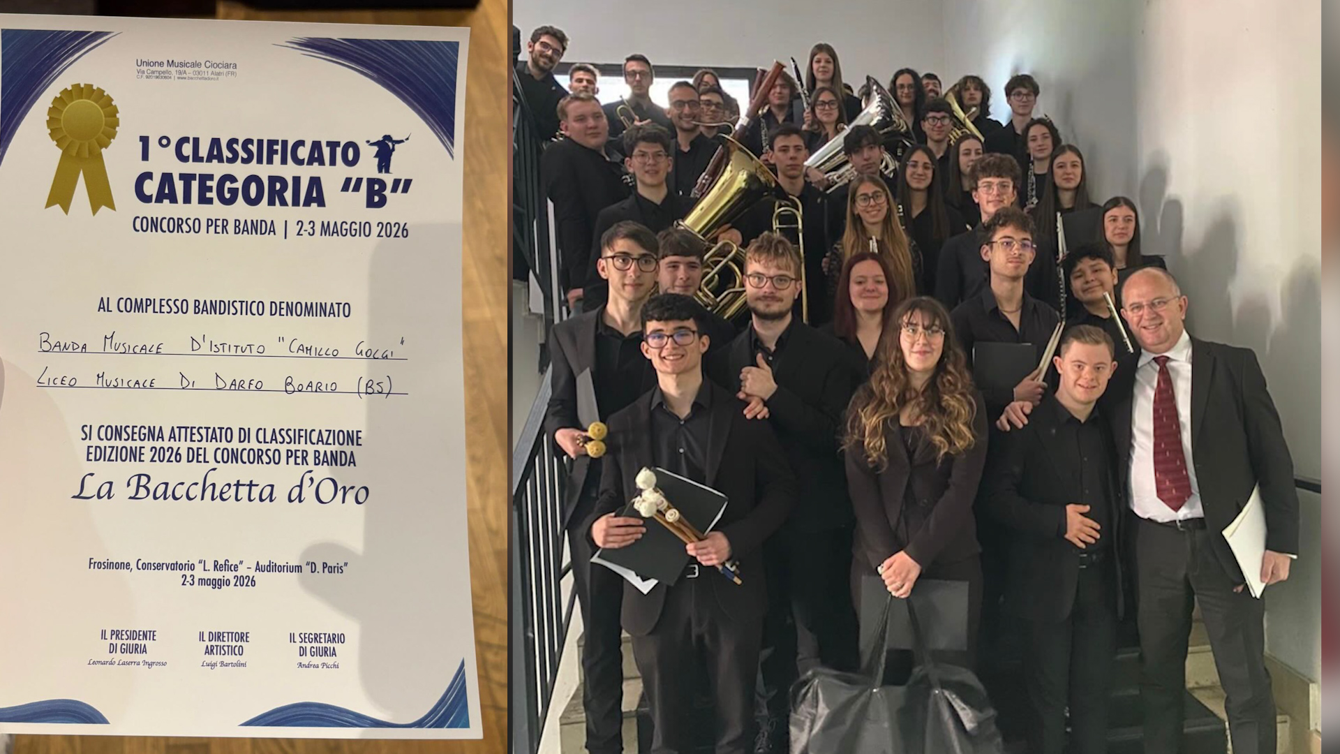 Una Bacchetta d'oro per la banda del Golgi: è prima al concorso di Frosinone