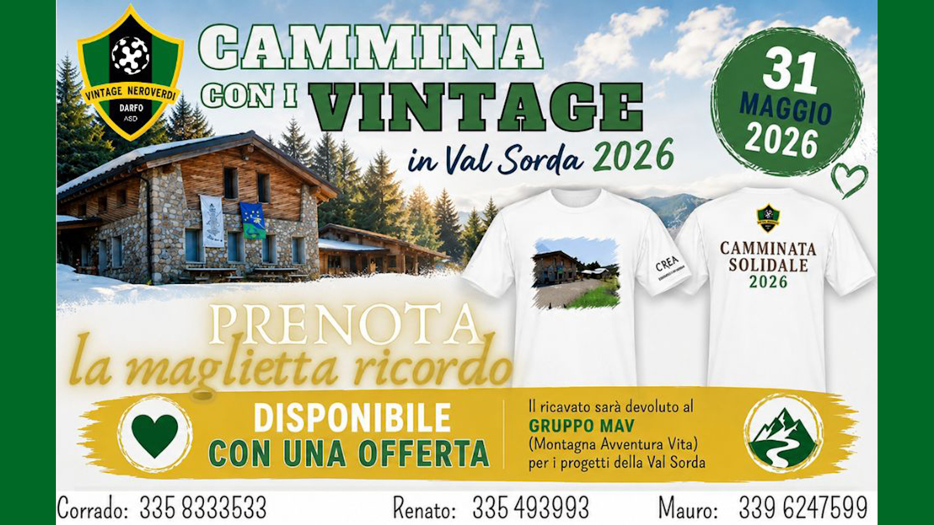 Domenica 31 maggio camminata solidale con i vintage