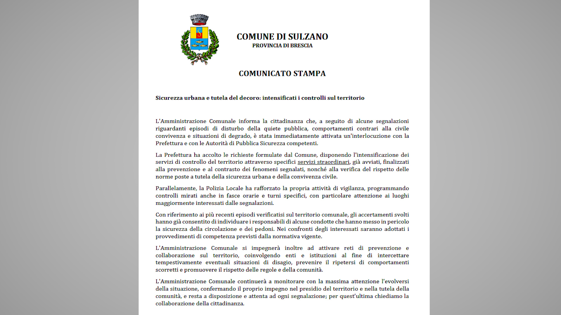 Sulzano: volevano il brivido, ora avranno la sanzione