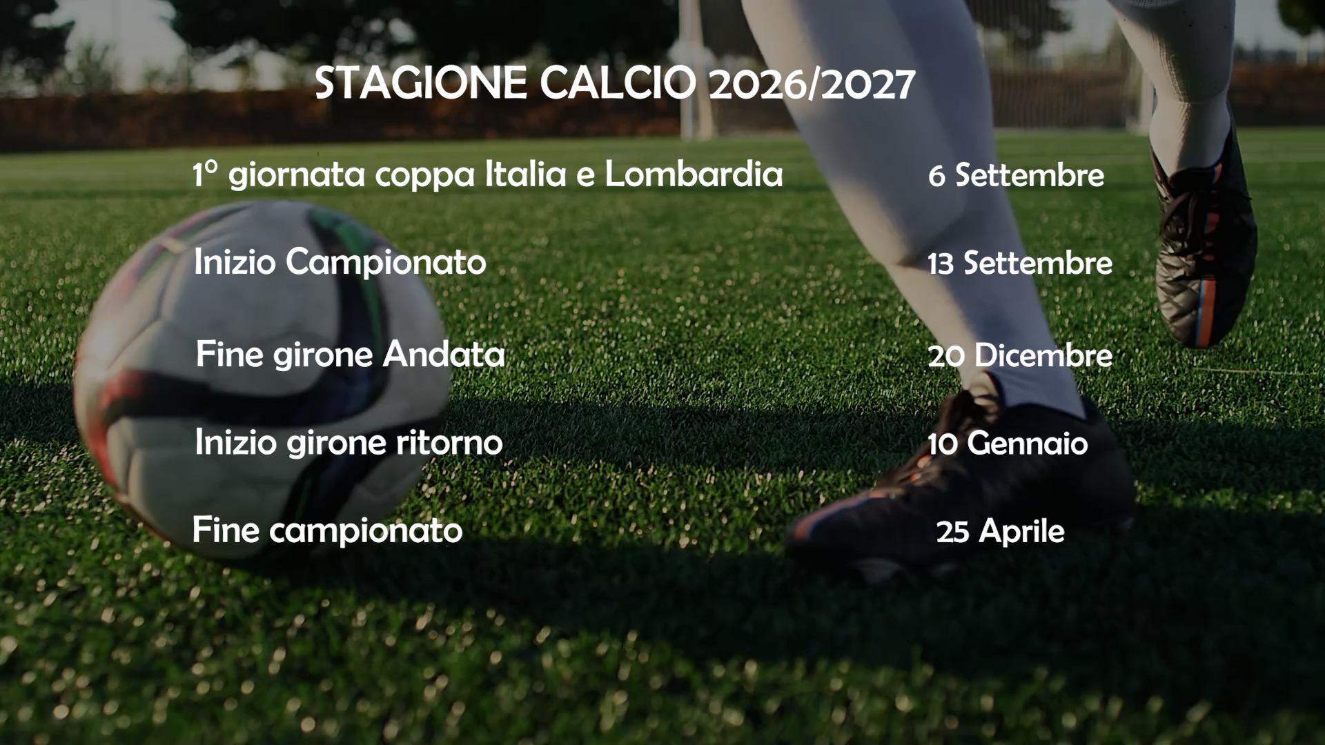 Il 13 settembre il via dei campionati, il 6 inizia la Coppa