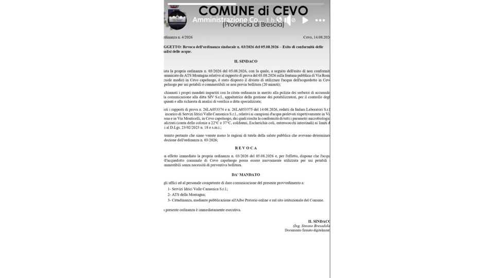In paese l’acqua è tornata potabile