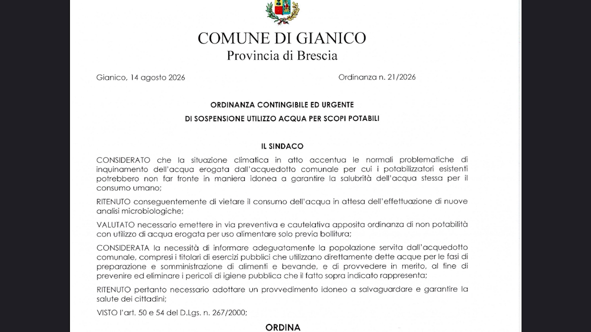 Manca l’acqua, comuni in difficoltà